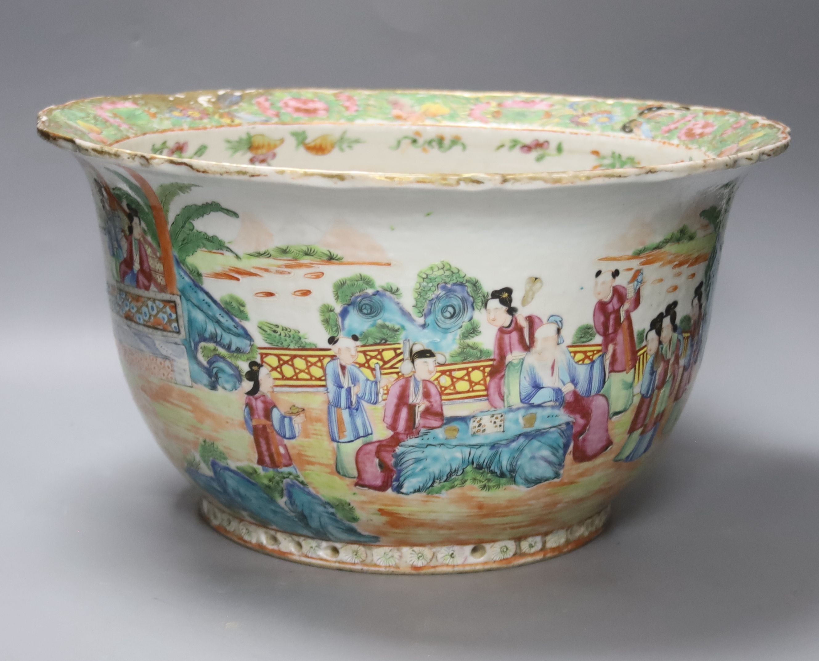 A Large Chinese famille rose flower pot, mid 19th century, 38cm